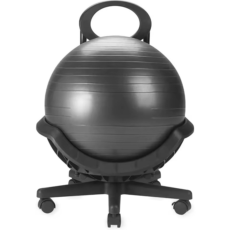 a black yoga ball chair